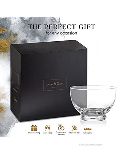 Handcrafted Glass Dessert Bowls Set – 4 Mouthblown Glass Dessert Cups and 4 Gold-Plated Spoons – Lead-free Crystal Ice Cream Bowls for Appetizers Condiments and Cocktails by Lumi & Numi 12 oz.