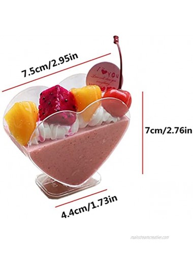 Healthcom 50 Packs 80ml Clear Mousse Dessert Cups Heart-Shaped Cake Cups Disposable Ice Cream Dessert Bowls Tasting Sample Cup Salad Sundae Pudding Cups Plastic Tableware Supplies for Party Wedding
