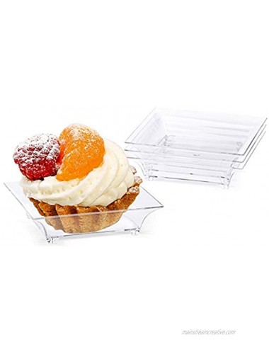 Kingrol 150 Count Plastic Dessert Plates Mini Mini Mini Disposable Square Plates for Desserts Appetizers Sauces Tastings