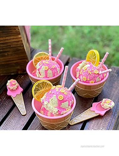 Lawei 24 Pack Ice Cream Cups with Spoons Reusable Plastic ice cream bowls Sundae Frozen Yogurt