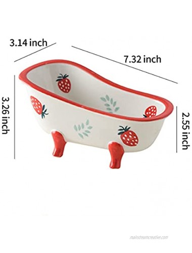 LLDAYU Creative ceramic cute bathtub bowl-10.8 ounces suitable for ice cream desserts salads fruit pudding strawberry patterns