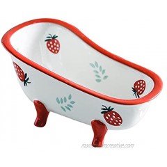 LLDAYU Creative ceramic cute bathtub bowl-10.8 ounces suitable for ice cream desserts salads fruit pudding strawberry patterns