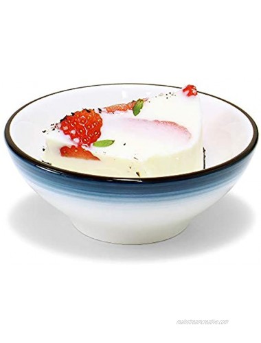 MARSTRACE White Blue Bone China Dessert Bowls Set of 4 4.8 Inch Ceramic Bowls for Rice Cereal Snacks Appetizer Ice Cream Fruit Microwave Dishwasher Safe