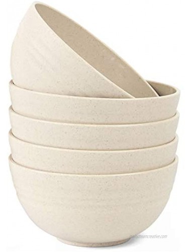 NAWOVAO 12 Ounces Unbreakable Kids Bowls Wheat Straw BPA Free Bowl Sets for Baby Toddler Children Feeding 5 Pcs 4.7 Small Snack Bowls Microwave Dishwasher Safe