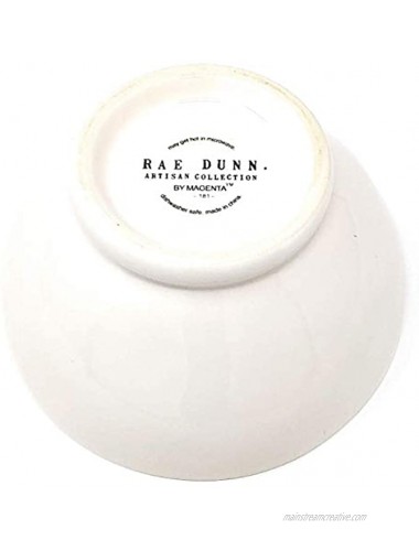 Rae Dunn by Magenta ICE CREAM Bowl Ceramic White with Blue Interior and Black LL. 3in x 5.5in
