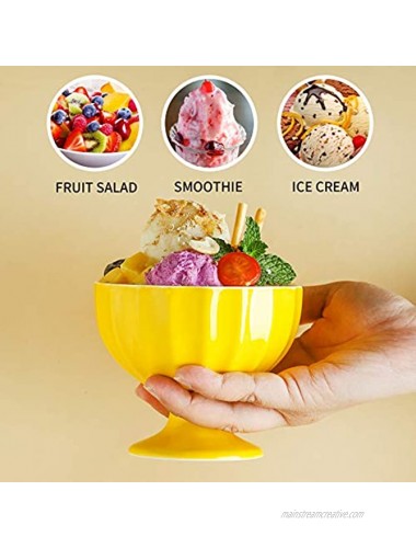 SengKou Ceramic Ice Cream Bowls Dessert Bowls for Milkshake Parfaits Yogurt Set of Two Blue and Yellow
