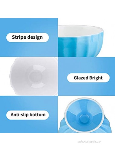 SengKou Ceramic Ice Cream Bowls Dessert Bowls for Milkshake Parfaits Yogurt Set of Two Blue and Yellow
