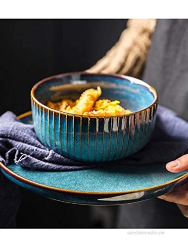 Set of 2 cereal bowls made of porcelain ceramic small bowls dessert bowl snack bowl bowl of retro dishes blue series