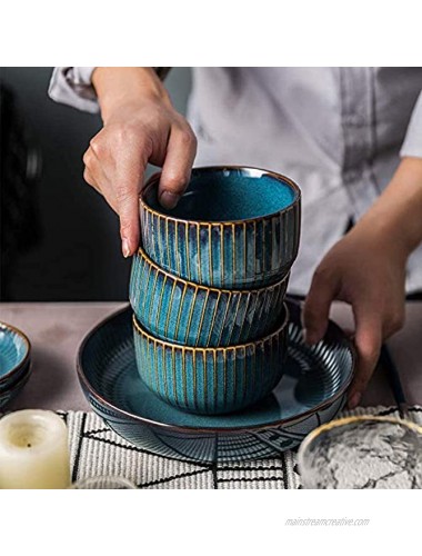 Set of 2 cereal bowls made of porcelain ceramic small bowls dessert bowl snack bowl bowl of retro dishes blue series
