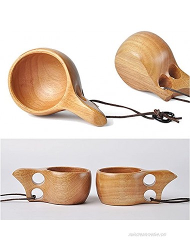 Cospring Handmade Wood Bowl Mug for Rice Soup Dip Coffee Tea Decoration 1PC Rubberwood Cup 3 inch Dia by 3-1 8 inch High