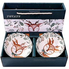 Cute Lucky Deer Rice Bowl and Chopstick set Ceramic Rice Bowls for Soup Rice Sushi 2 Pieces