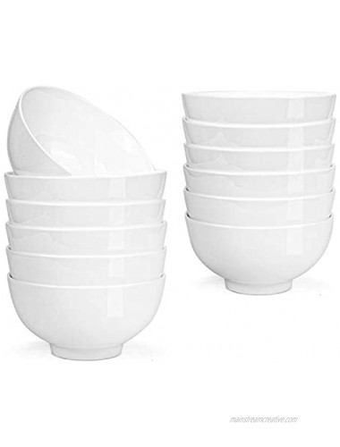 Foraineam 12 Pack 10 Ounces Porcelain Small Bowl Set White Round Bowls 10 fl oz