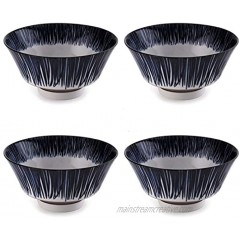 Hinomaru Collection Authentic Japanese Minoyaki Porcelain Handpainted Rice Bowl Tayo Multi Purpose Bowls Set 7.09 fl oz 5 inch W Set of 4 Rice Bowls Set Tokusa