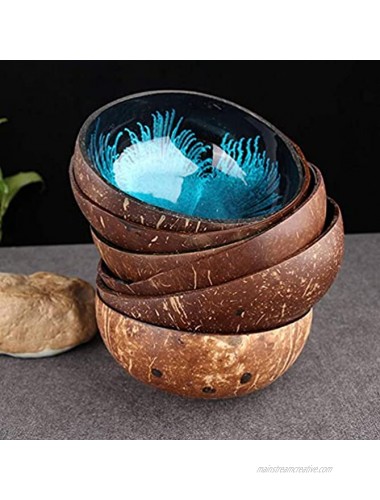 IMIKEYA 6pcs Coconut Bowls Wooden Fruit Rice Bowls Candy Snacks Container Organic Salad Smoothie or Buddha Bowl for Home Dinning Room