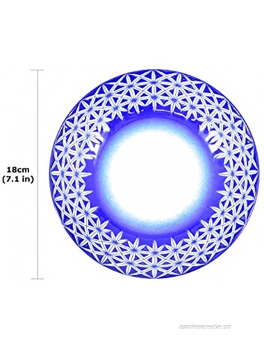 Japanese Mino Ware Dinner Plate Pasta Rice Soup Salada Curry Rice Multipurpose Dish 7.0 inch Round Blue Cross Design