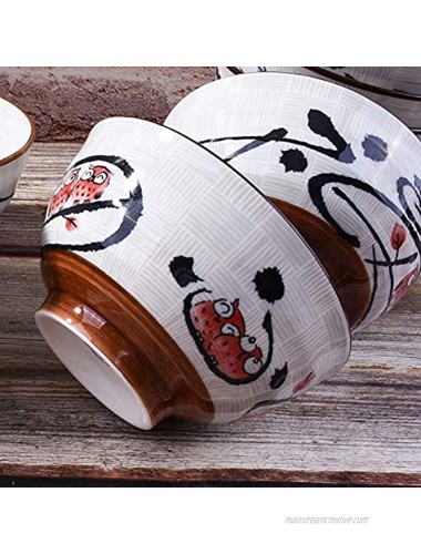 Japanese Rice Bowls set of 4 Ceramic Rice bowls for Rice Soup 4.5'' Rice BowlsRed