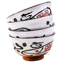 Japanese Rice Bowls set of 4 Ceramic Rice bowls for Rice Soup 4.5'' Rice BowlsRed