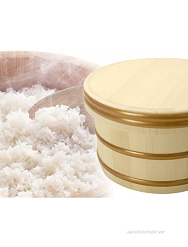 Japanese style Rice Storage Container Ohitsu Wooden Bowl with lid Body size: Diameter 9.36 X H 6.24 inch One Pack