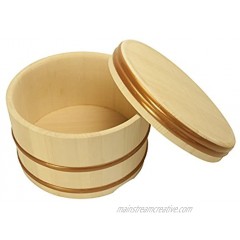 Japanese style Rice Storage Container Ohitsu Wooden Bowl with lid Body size: Diameter 9.36 X H 6.24 inch One Pack