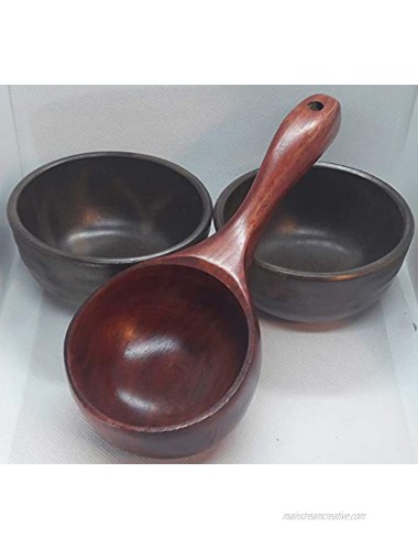 Korean Traditional Ceramic Bowls and Wooden Scoop Set for Makgeolli DongdongjuKorean Raw Rice Wine