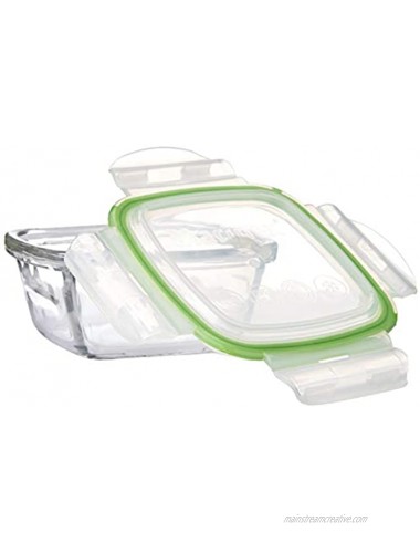 Marinex Facilita Square Glass Bowl with Plastic Locking Lid 10-Ounce Clear