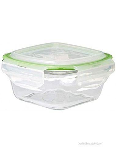 Marinex Facilita Square Glass Bowl with Plastic Locking Lid 10-Ounce Clear