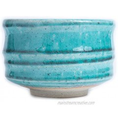 Matcha Chawan Tea Bowl MINO YAKI Ceramic Pottery Medium Turquoise Blue Rice Bowl Traditional Earthenware Made in Japan