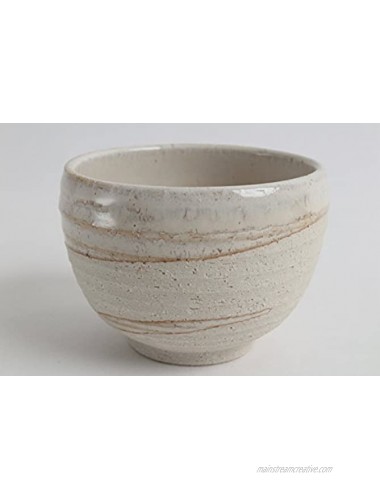 Mino ware Japanese Pottery Large Bowl Matte White Brown Stripe Matcha Rice Bowl made in Japan Japan Import MSB007