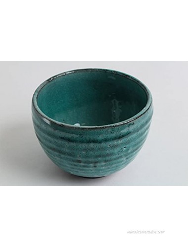 Mino ware Japanese Pottery Large Bowl Sapphire Green Crackled Matcha Rice Bowl made in Japan Japan Import MSB001