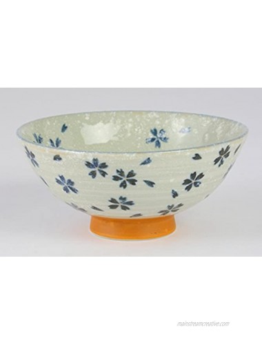 Minorutouki mino ware Pottery Rice Bowl Snow Cherry L size Blue φ5.72×H2.6in 7.76oz Made in Japan