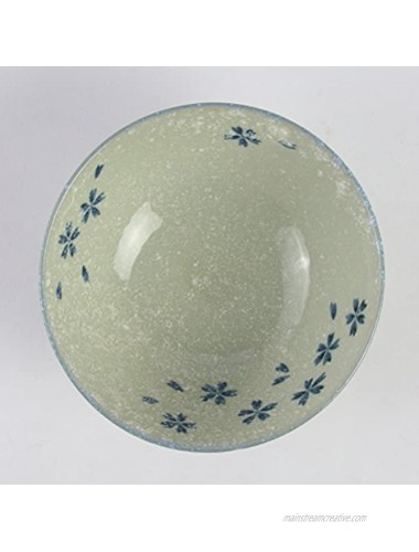 Minorutouki mino ware Pottery Rice Bowl Snow Cherry L size Blue φ5.72×H2.6in 7.76oz Made in Japan