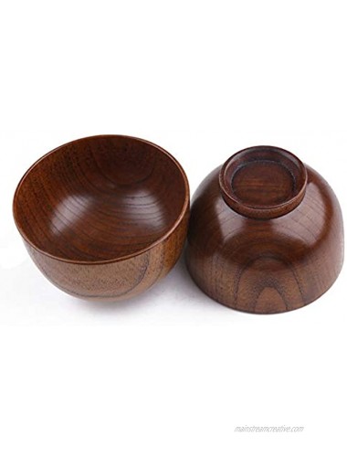 MOTZU 2 Pieces Jujube Wooden Bowl Japanese Natural Wood Rice Noddle Soup Bowl Grain Natural Snack Bowl Serving Dish Food Container Tableware Bowl
