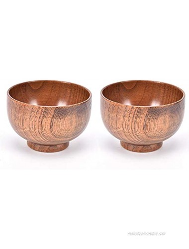 MOTZU 2 Pieces Jujube Wooden Bowl Japanese Natural Wood Rice Noddle Soup Bowl Grain Natural Snack Bowl Serving Dish Food Container Tableware Bowl