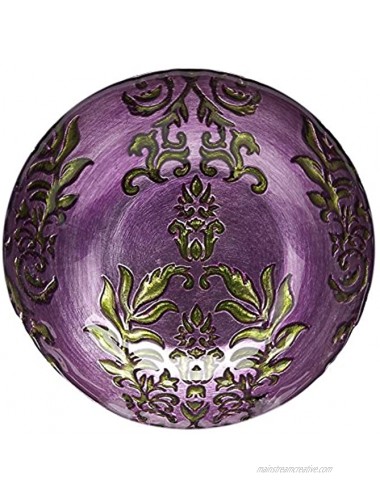 Red Pomegranate Damask 7.5 Purple Green Set Of 2 Individual Bowl One Size