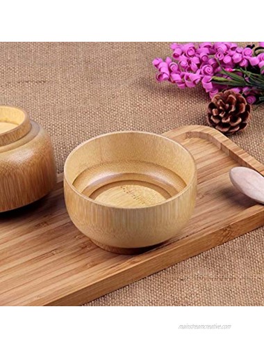 SPDD Creative Chinese Bamboo Bowl,Natural Handcrafted Wooden Dip Bowl Kitchen Utensils Round Food Containers Rice Bowl