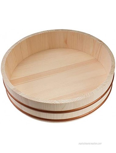 Wooden Sushi Rice Bowl with Lid Hangiri Sushi Oke Sushi Rice Mixing Tub 10.6 “ with lid