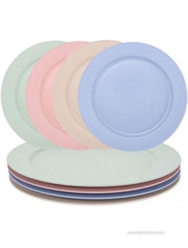 10inch 4pcs Wheat Straw Plates Reusable & Unbreakable Plate Dishwasher & Microwave Safe Perfect for Dinner Dishes Healthy for Kids & Adult Lightweight BPA Free & Eco-Friendly 4 pcs