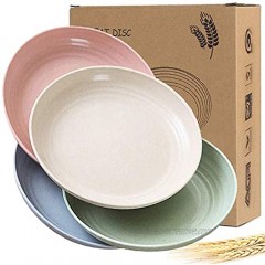 4 Pack 9 inch Lightweight Wheat Straw Plates,Unbreakable Dinner Plates Dishwasher & Microwave Safe for Children Adult