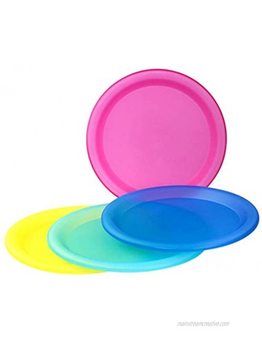 4 Pc Durable Reusable Plate Set BPA-Free Sturdy Party Picnic Dinner Plates Assorted Colors