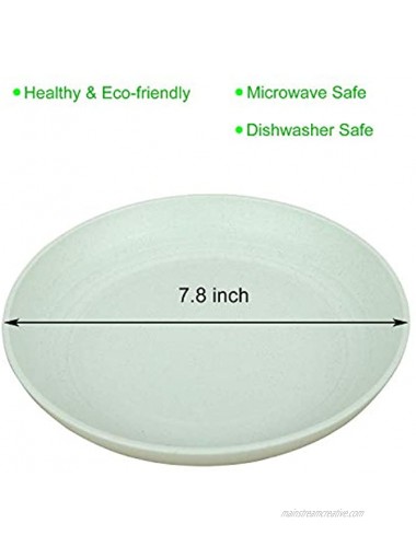 7.8 Inches Unbreakable Wheat Straw Plates Reusable Plate Set Dishwasher & Microwave Safe Perfect for Dinner Dishes Healthy for Kids Children & Adult BPA Free & Eco-Friendly 7.8 Inches