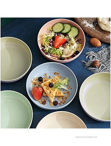 Acroyan Wheat Straw Dinner Plate Set of 8 Pack Microwave and Dishwasher Safe Lightweight Wheat Straw Dishes Degradable Plastic Plates Reusable and Eco-friendly- Great for Kids & Adult-5.7in,Round
