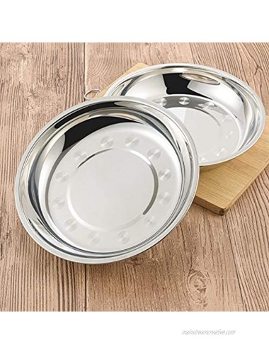 Aebeky 6-Piece Stainless Steel Round Plates,Camping Plates,9-Inch