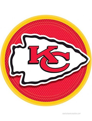 Amscan Kansas City Chiefs NFL Football Red Yellow Dinner plates 9 Multicolor,552339