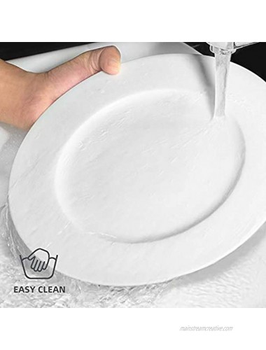 Artena White Dinner Plates Set of 4 10.5-inch Porcelain Dessert Salad Plates Flat Large Pasta Plates Round Serving Dishes for Holiday Party Appetizer Plates Dishwasher Oven Microwave Safe Plates