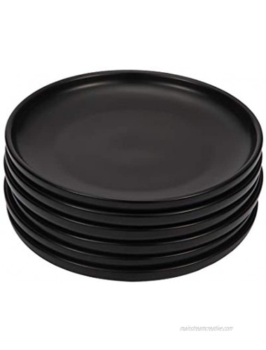 BonNoces 6-in Small Matte Porcelain Appetizer Plate Elegant Round Mini Size Serving Plate for Dessert Salad Snacks Set of 6 Black