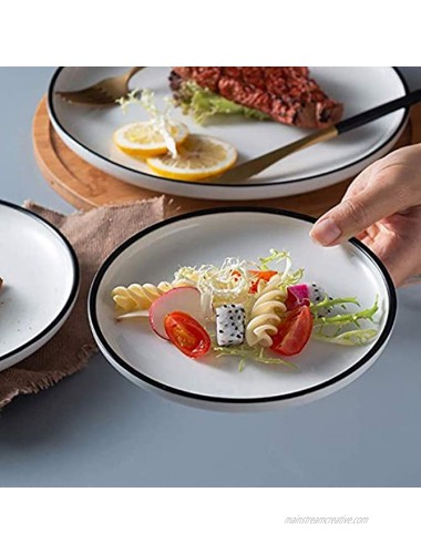 BonNoces 6-inch Small Porcelain Appetizer Plates White with Black Edges Dinner Side Dishes Serving Plate Dessert Salad Snacks Plate Set of 6