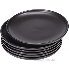 BonNoces Matte Black Porcelain Dinner Plate 10-Inch Large Elegant Round Serving Plate Set Perfect for Steak Pasta Dessert and Salad Set of 6