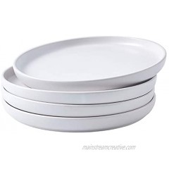Bruntmor Set of 4 Elegant Matte 11 Round Ceramic Restaurant Serving Heavy Dinner Plates White