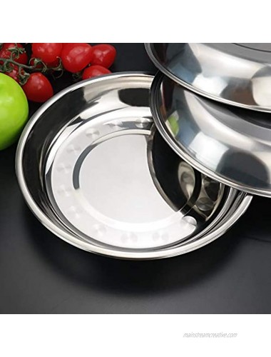 Callyne 4-Pack Stainless Steel Metal Camping Plates Kitchen Dinner Plates F