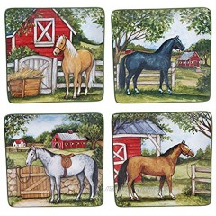 Certified International Clover Farm 10.5" Dinner Plates Set of 4 Assorted Designs Multi Colored
